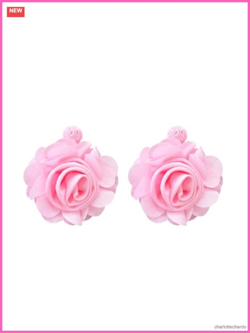 Handmade Fabric Rose Dangle Earrings Lightweight Statement